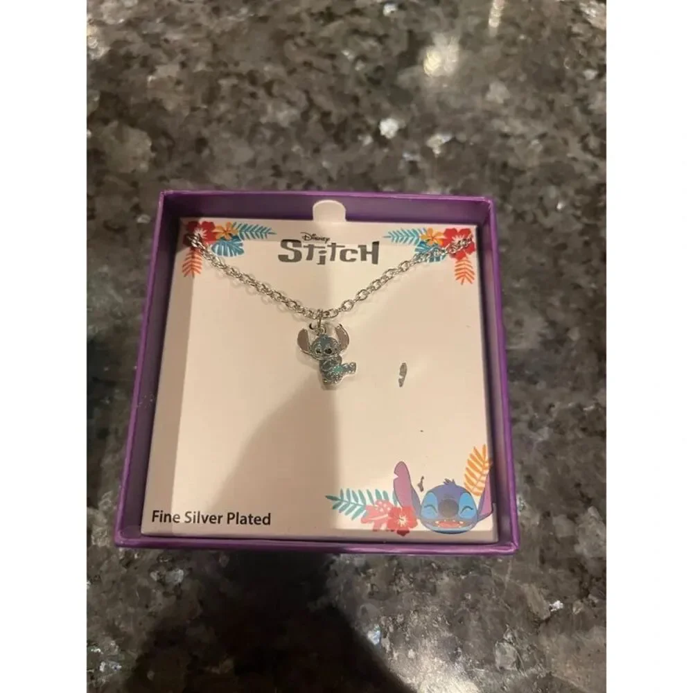 Disney Women’s Stitch necklace. Licensed silver Flash-Plated Fashion Jewelry